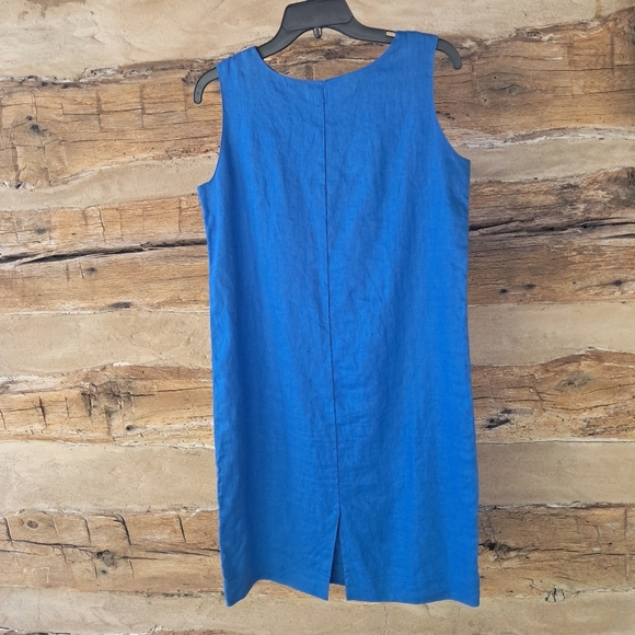 Chansonetta Blue Sleeveless Midi Linen Dress Size Small - Picture 4 of 5